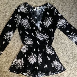 Black floral romper